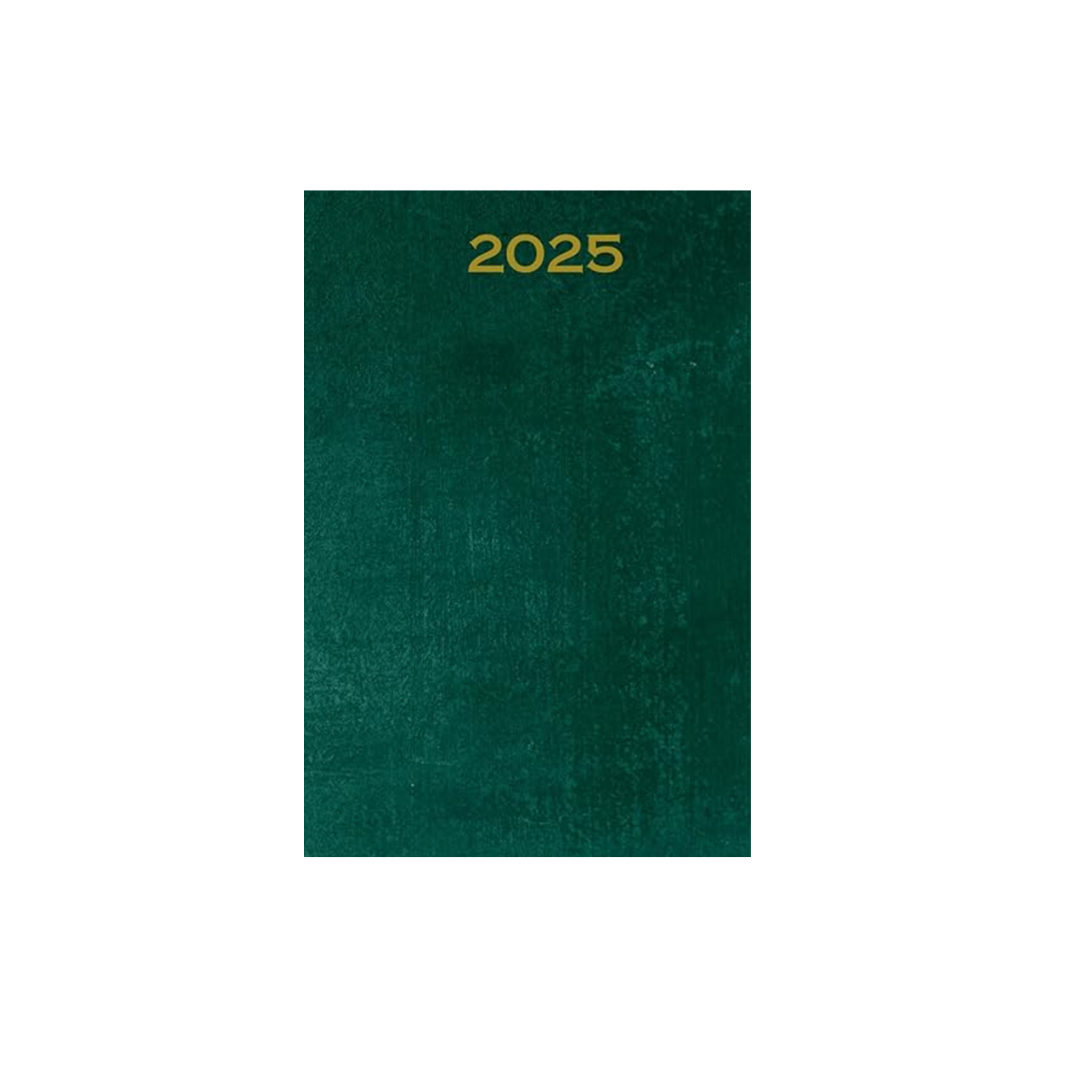 2025 Planner and Diary Page per Day 6x9 inches (large, flexicover) green